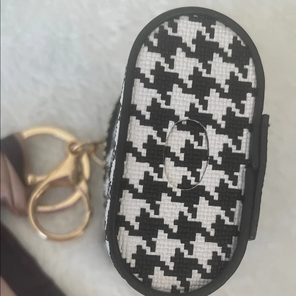 Mini Bag Charm Keychain Bag with Scarf- houndstooth-zipper